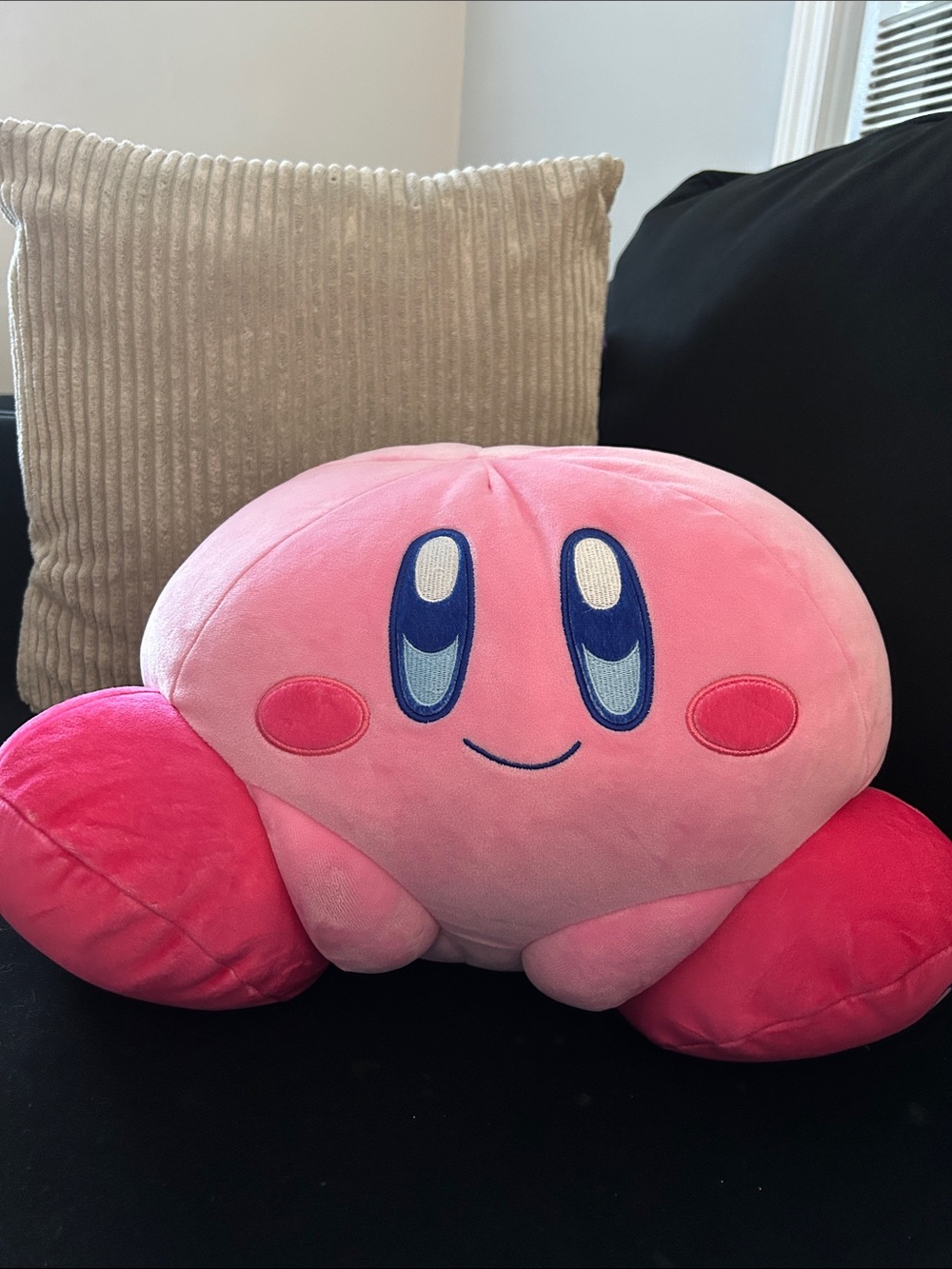 Plush Pink Kirby Decorative Pillow - Soft Gaming Character Accent